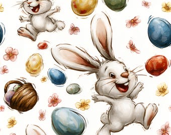 Easter Bunny Minky Fabric - Soft Cuddle Fabric for Baby Blankets, By the Yard