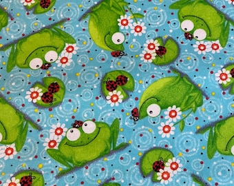 Flannel Fabric Green Frog and Ladybug Cotton Pajama