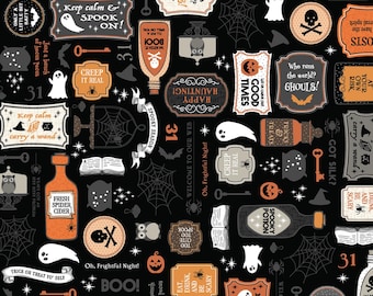 Black Potions Halloween Fabric