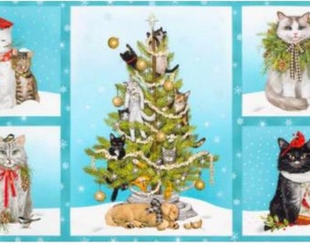 Elevate Your Holiday Crafts with our Enchanting Kitty Cat Christmas Fabric