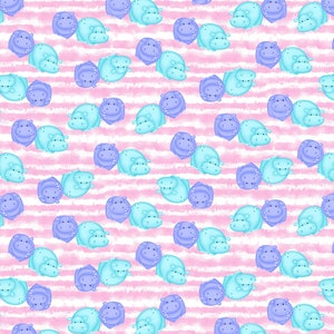 Cotton Flannel Fabric Purple and Pink Pigs Girl