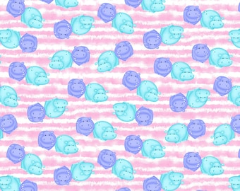 Cotton Flannel Fabric Purple and Pink Pigs Girl