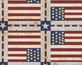 Patriotic Flags Quilting Fabric by the Yard