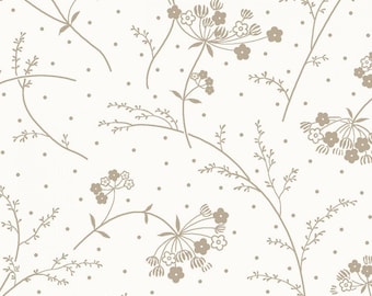 Small Print White/Taupe Queen Annes Lace Cotton Fabric
