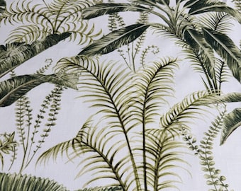 Palm Leaf Fern Upholstery Fabric, Tropical Botanical Print by Yard