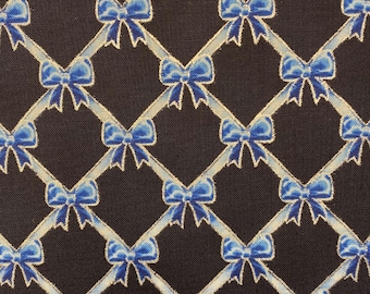Navy Holiday Christmas Ribbon Fabric Cotton Quilting Christmas