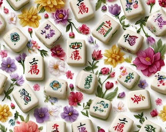 Mahjong Floral Upholstery Fabric| Linen Cotton Canvas