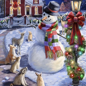 Christmas Eve Snowman Panel 36in Quilting Fabric