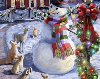 Christmas Eve Snowman Panel 36in Quilting Fabric