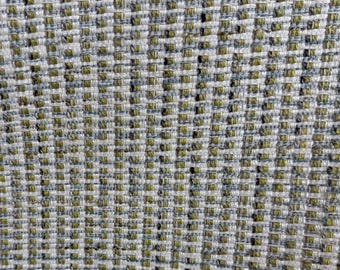 Green White Basket Weave Upholstery Fabric by Yard, Textured Woven Home Decor (54" Wide)