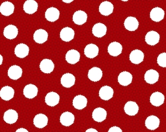 Red White Poka-Dot Textured Cotton Fabric