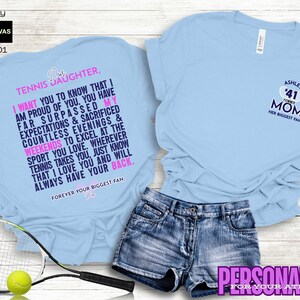 Ace Your Style with this Funny Personalized Tennis Mom T-Shirt | Great Mother&#39;s Day or Birthday Gift for Tennis Moms