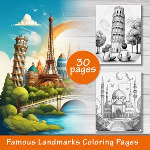 Famous Landmarks Coloring Pages: 30 Global Destinations for Kids and Adults to Explore and Relax