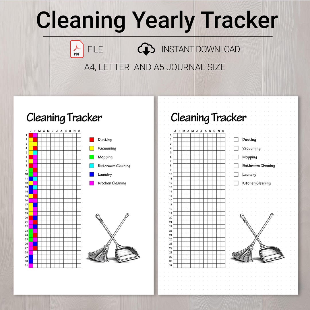 Cleaning Tracker Printable, Customizable Cleaning Schedule, Household ...