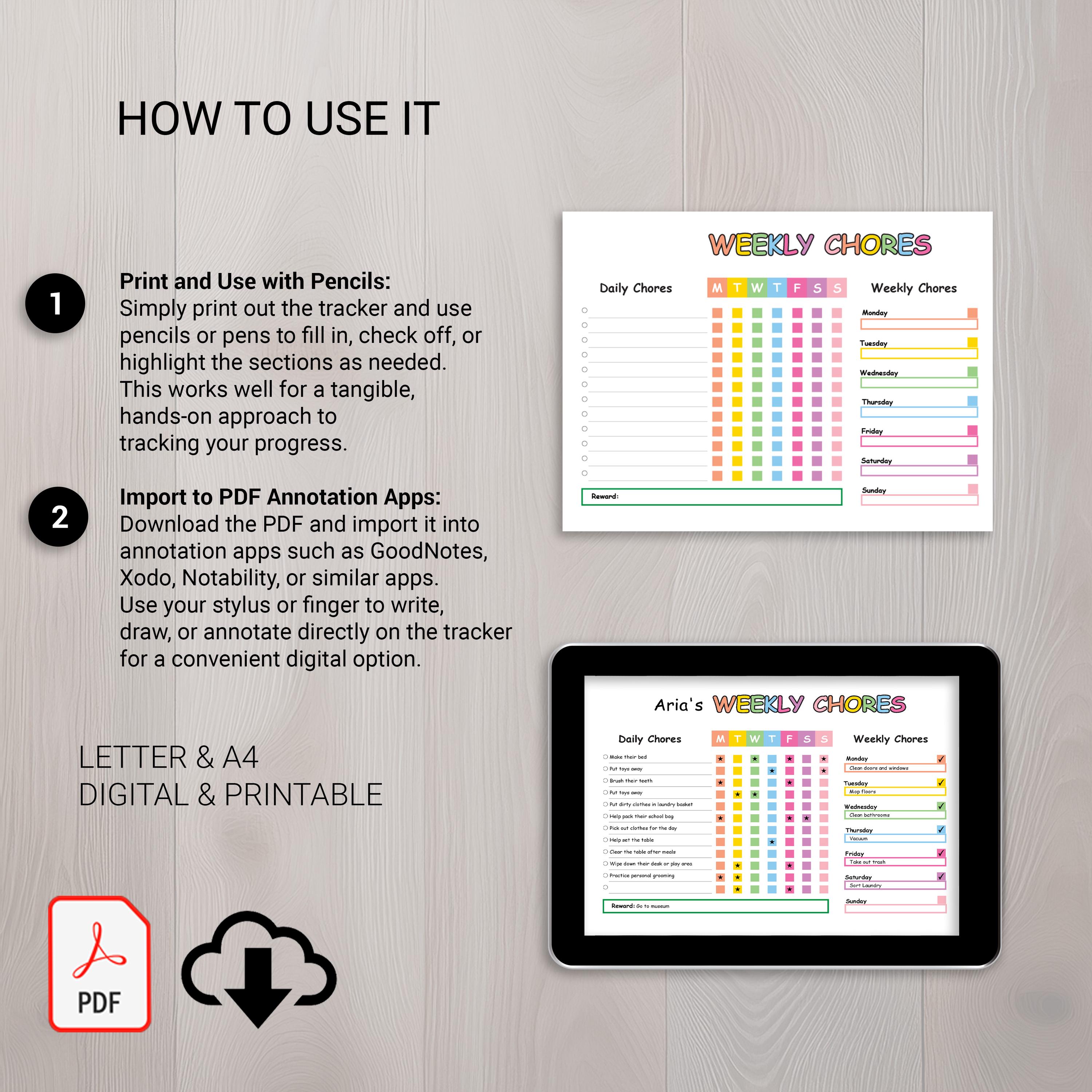 Customizable Chore Chart for Kids -|personalized Daily Reward System ...