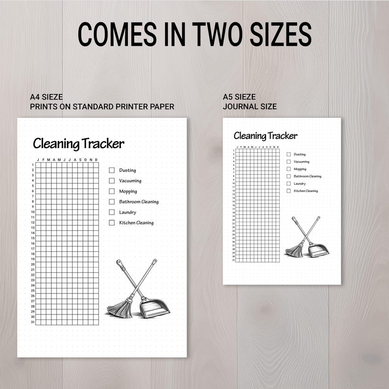 Cleaning Tracker Printable Planner Pages for Organizing Weekly, Monthly ...