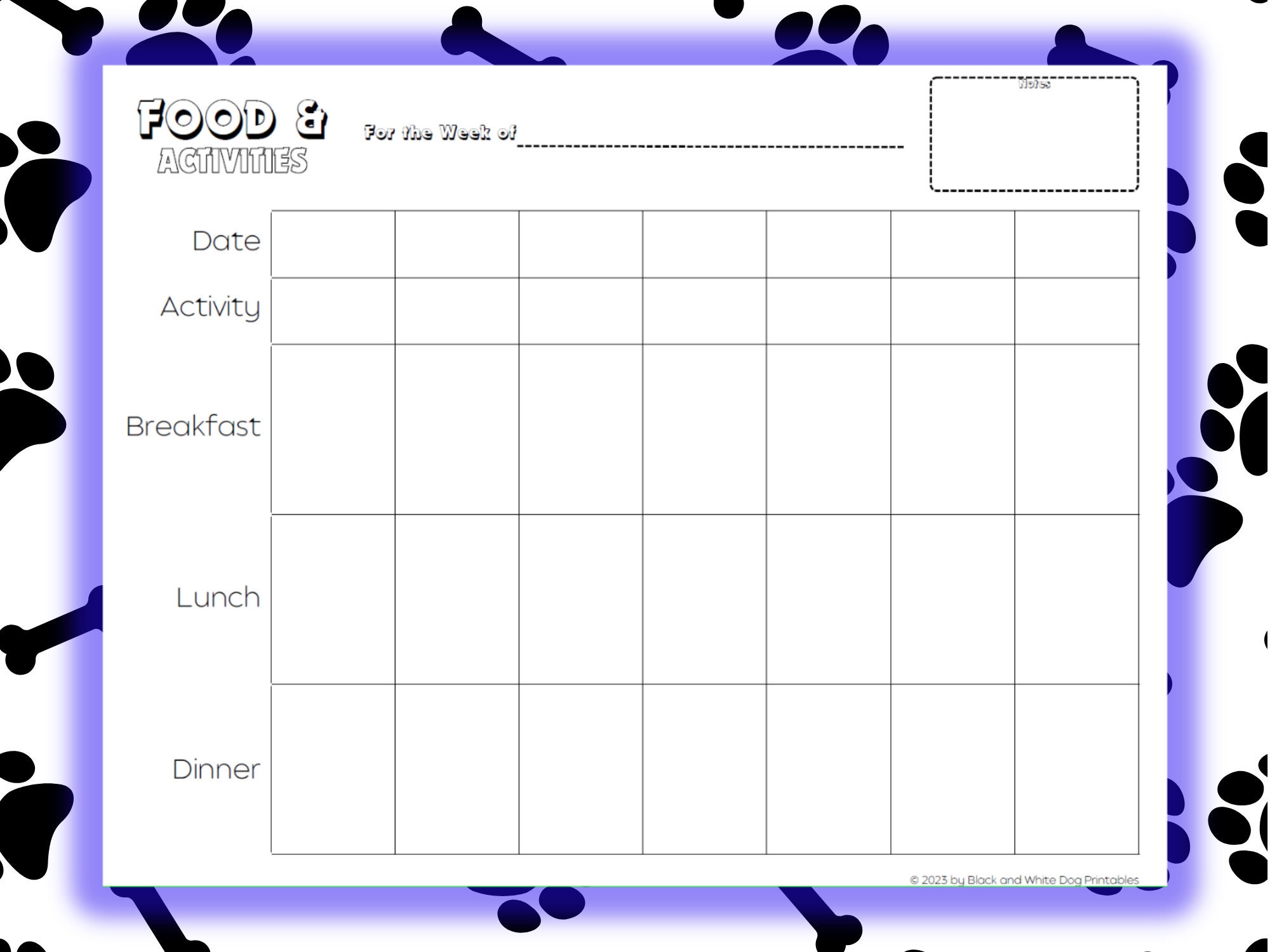 Weekly Meal Planner | Printable | Breakfast | Lunch | Dinner | Daily ...