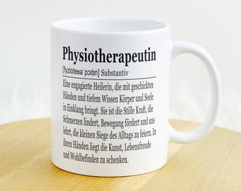 Physiotherapeutin Geschenk Tasse, beidseitig bedruckt, mit Namen Personalisierbar, Geburtstag, Weihnachten, Ausbildung, Abschluss, Danke