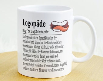 Logopäde Geschenk Tasse, beidseitig bedruckt, mit Namen personalisierbar, Geburtstag, Danke, Eröffnung. Einweihung, Praxis, Kaffeetasse