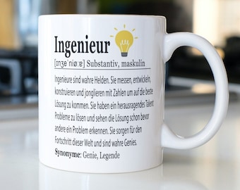 Ingenieur Geschenk Tasse, Definition, Abschluss, Studium Maschinenbau, Bauingenieur, Kaffeetasse, Kaffeebecher, Geburtstag, Weihnachten