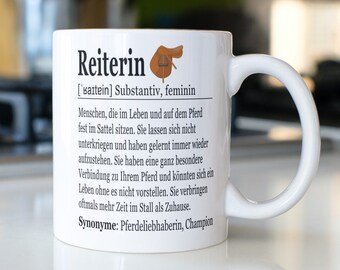 Reiterin Geschenk, Pferde Geschenk für Frauen, Pferdebesitzerin, Pferdeliebhaberin, Kaffeetasse, Pferd, Definition, Weihnachten, Geburtstag