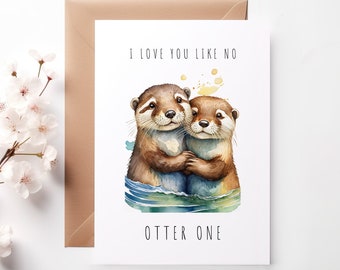 Partenaire de carte Otter, anniversaire de petit ami cadeau, petite amie cadeau d’anniversaire, anniversaire de carte de vœux de partenaire doux, anniversaire de mariage de mari