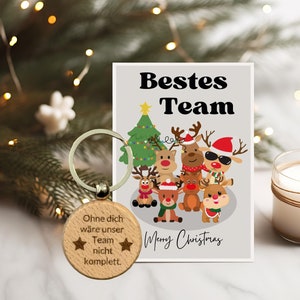 Cartes de Noël Meilleure équipe avec porte-clés, cadeau employé petit quelque chose, cadeau collègue Noël, bureau, travail, gimmick