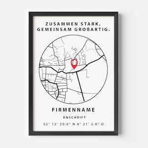 Team Geschenk Arbeit Poster mit Koordinaten, Anschrift und Karte, optional mit Rahmen, Büro Geschenk, Kollegen Geschenk, Deko Wand, Bilder