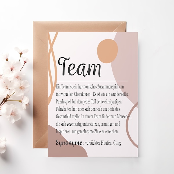 Tarjetas de equipo Boho (Din A6), tarjeta de colega, colega, oficina de tarjetas de Navidad, tarjetas de empleado, tarjeta de despedida del trabajo