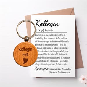Carte de collègue avec coeur avec enveloppe et porte-clés, cadeau d'anniversaire collègue de travail, cadeau d'anniversaire, Pâques, merci au revoir
