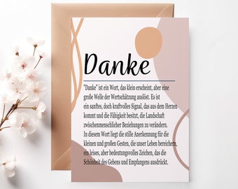 Danke Definition Boho Karten, Din A6 Dankesagung, Kollegen, Team, Freunde und Familie, Spruchkarten, Motivkarten Abschied, Hilfe, Postkarte