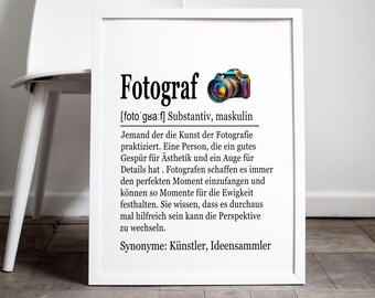 Fotograf Geschenk Poster, Fotografin Bild, Fotostudio Deko, Fotoladen, Geburtstag, Hobbyfotografen, Kamera, Fotografie Bilder, Wanddeko