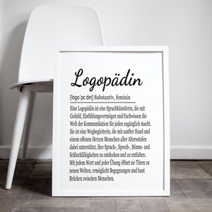 Logopädin Geschenk Bild A4 oder A3, personalisierbar, optional Rahmen, Logopädie Praxis Deko, Geburtstag, Ausbildung, Wandbild, Bilder Bild 8