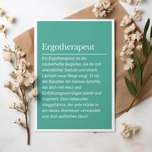 Ergotherapeut Karte mit personalisiertem Schlüsselanhänger aus Holz, Ergotherapie Geschenk Dankeschön, Geschenk für Praxis, Ergotherapeut