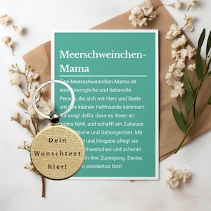 Tarjeta mamá conejillo de indias con llavero de madera, regalo dueño de conejillo de indias, dueño, mascota, roedor, decoración, recinto, gracias