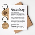 New beginning card with envelope and keychain engraved on both sides, new job, encouraging gift, job change colleague, farewell gift product logo