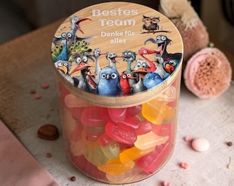 Bedankcadeau voor het beste team, snoeppot van 1 liter, afscheidscadeau voor collega's op kantoor, blijk van waardering, bewaarpot, leuke pot