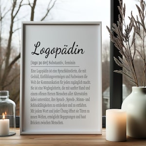 Logopädin Geschenk Bild A4 oder A3, personalisierbar, optional Rahmen, Logopädie Praxis Deko, Geburtstag, Ausbildung, Wandbild, Bilder Bild 10