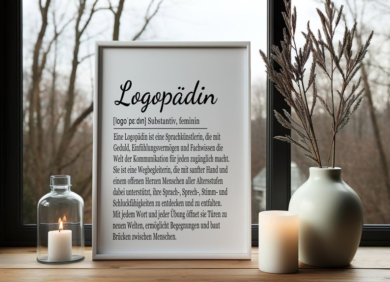 Logopädin Geschenk Bild A4 oder A3, personalisierbar, optional Rahmen, Logopädie Praxis Deko, Geburtstag, Ausbildung, Wandbild, Bilder Bild 10