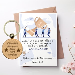 Carte d'équipe avec porte-clés "Notre équipe ne serait pas complète sans toi", cadeau collègue, bureau, petit gimmick, club