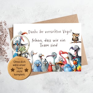 Weihnachtskarten für dein Team, verrückte Vögel Karte mit Schlüsselanhänger, Mitarbeitergeschenk, Kollegen Geschenk Weihnachten, Sport