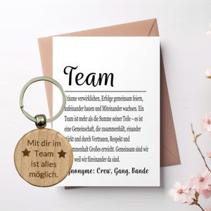 Team Karte schwarz-weiß mit Schlüsselanhänger "Mit dir im Team ist alles möglich", Kollegin Geschenk, Mitarbeiter Büro, Aufmerksamkeit
