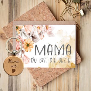 Maman tu es la meilleure carte avec enveloppe et porte-clés, cadeau, anniversaire, merci, mère, attention, pendentif, merci