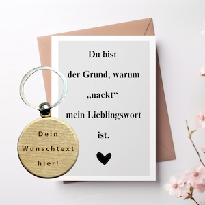 Karte Freund oder Freundin, Ehepartner, mit personalisiertem Schlüsselanhänger aus Holz, Freund Karte, Geschenk Partner Geschenkidee