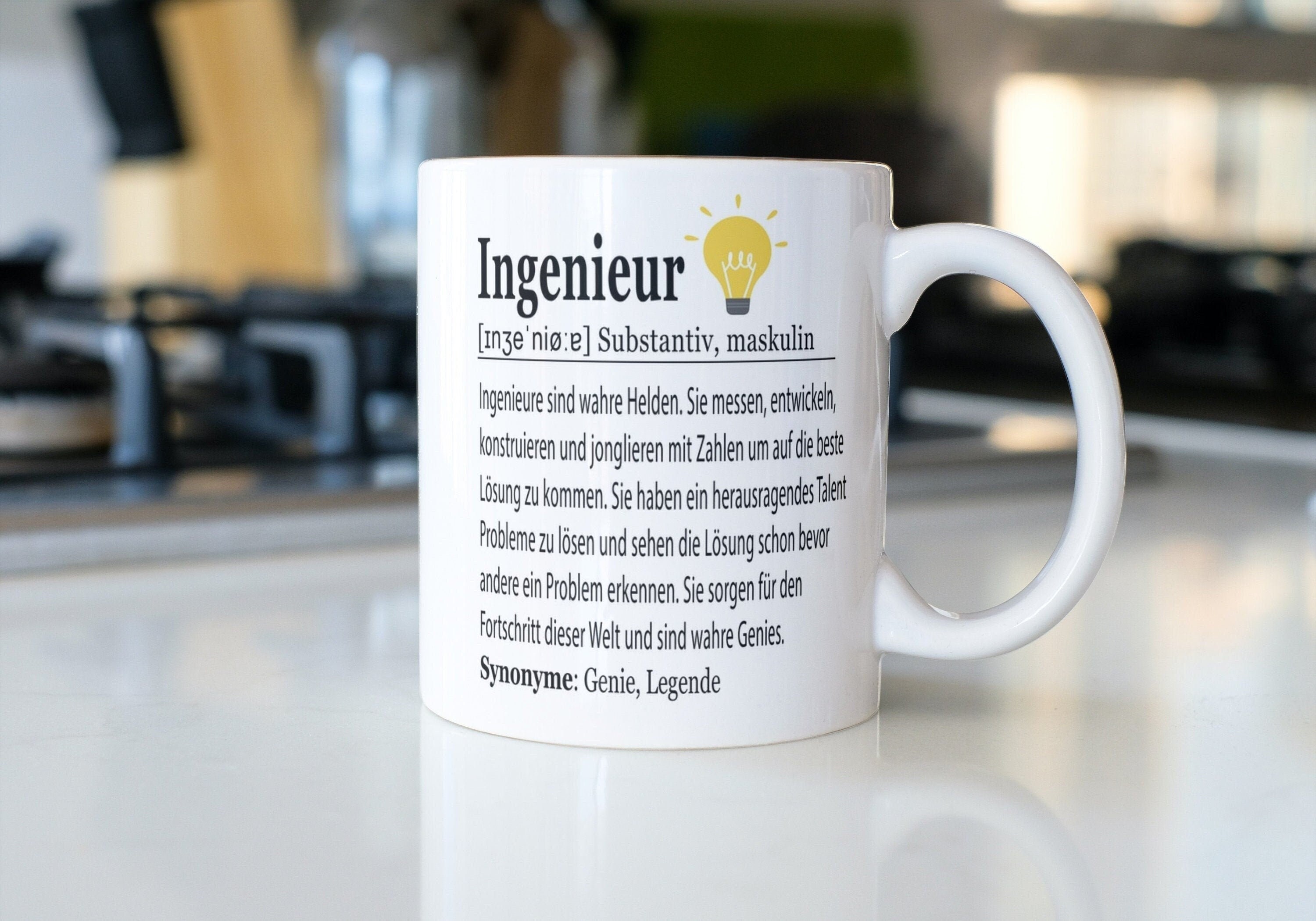 Kaffeebecher 'Ingenieur Definition' – Witziger Spruch, 330 Ml, Spülmaschinen- & Mikrowellengeeignet