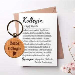 Carte de collègue avec coeur avec enveloppe et porte-clés, cadeau d'anniversaire collègue de travail, cadeau d'anniversaire, Pâques, merci au revoir