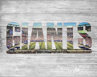 New York Giants Text Photo Metal Sign- MetLife Stadium