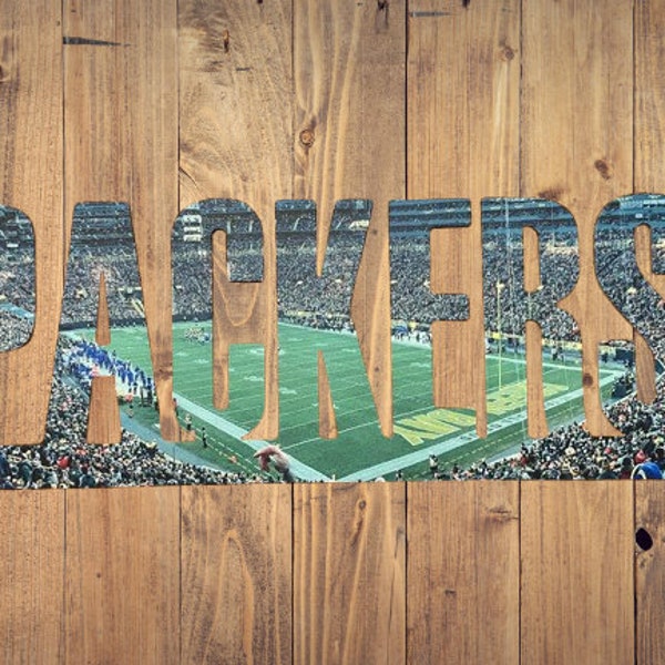 Green Bay Packers Text Metal Sign - Stadium Wall Art - Football Wall Hanging - Christmas Gift - Man Cave - Father's Day - Lambeau Field