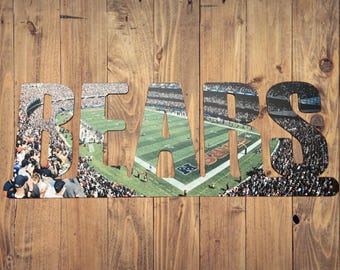 Chicago Bears Text Photo Metal Sign - Soldier Field