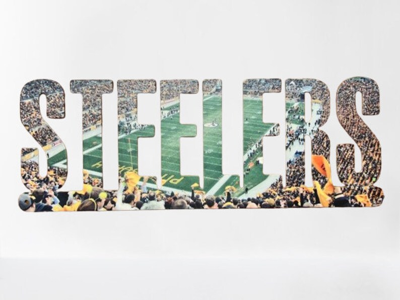 Pittsburgh Steelers Text Metal Sign Stadium Wall Art Football Wall